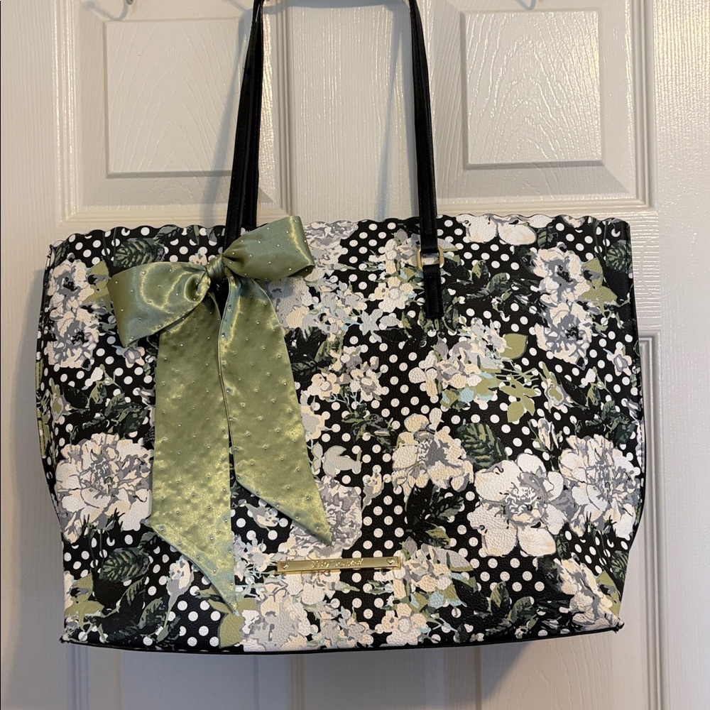 Betsey Johnson Polka Dot and Floral Tote Bag